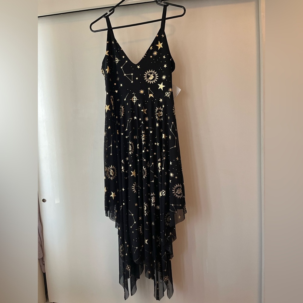 Blackmilk Gold and Black Asymmetrical Cocktail Dress